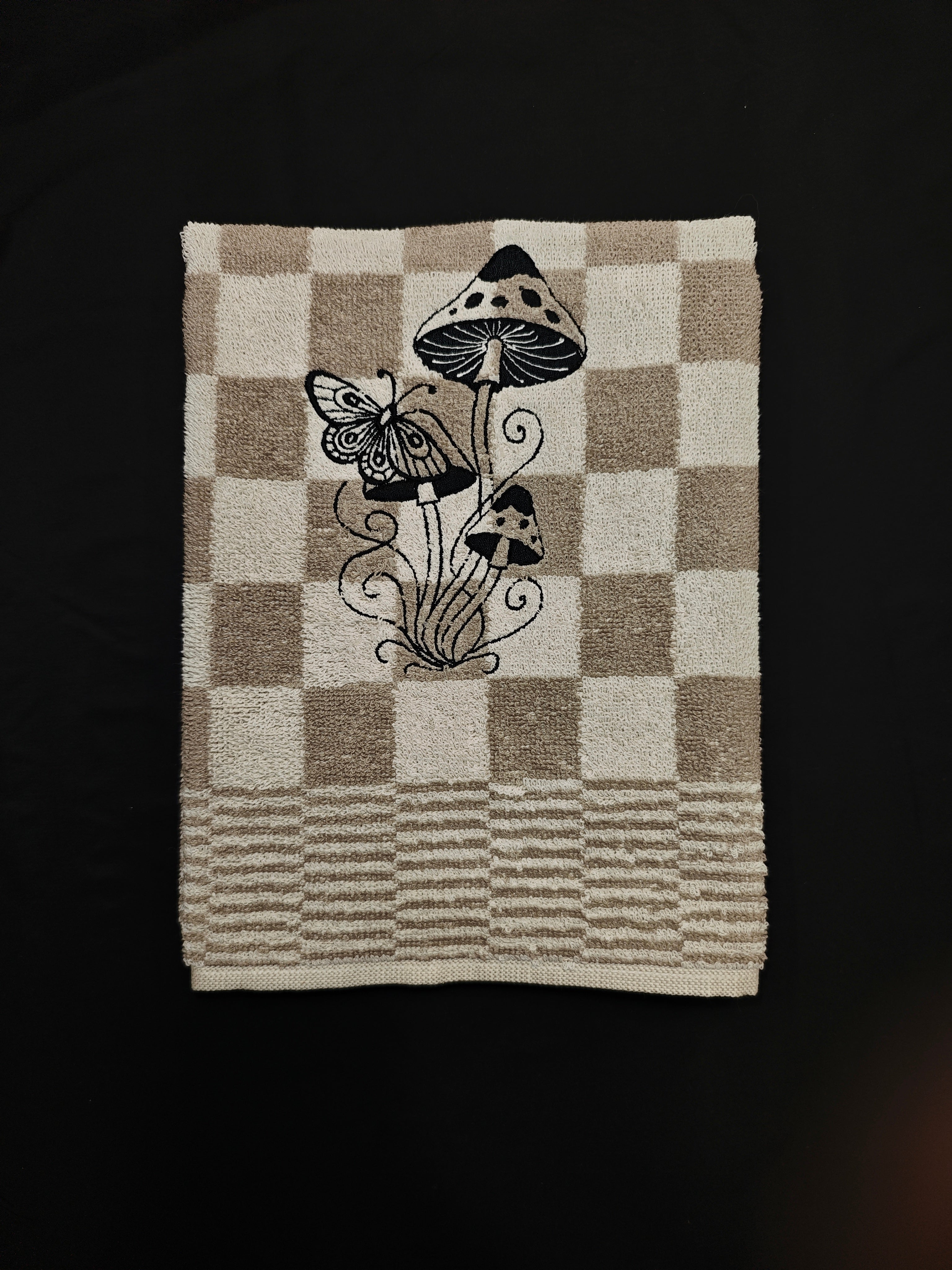 Moonlight Mushroom - Asciugamano da Cucina Bianco e Beige