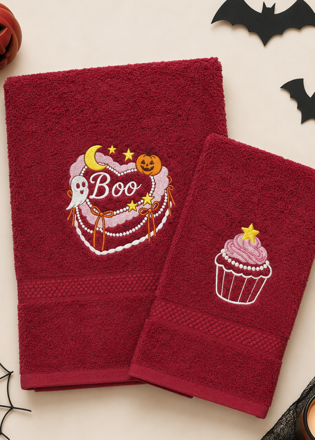 Haunted Treats - Set Asciugamani Bagno Bordeaux
